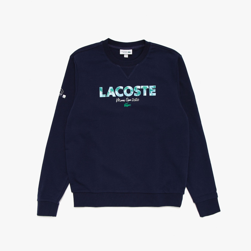 Men's Lacoste Navy Blue / White Sweatshirts SPORT Miami Open Print Fleece ON8-13811H1
