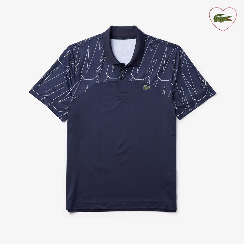 Men's Lacoste Navy Blue / White Shirts SPORT Novak Djokovic Breathable Ultra-Light Polo UC4-53665U3