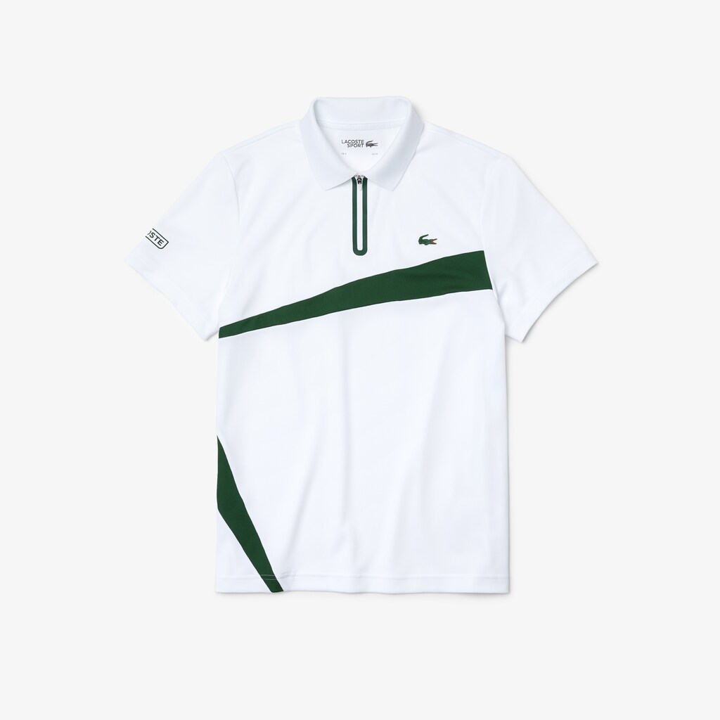 Men's Lacoste Navy Blue / White Polo Shirts SPORT Paneled Breathable Piqué Tennis GN1-17101G4