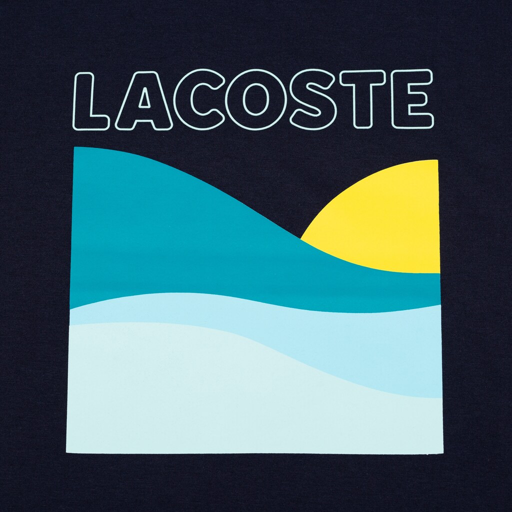 Women's Lacoste Navy Blue / White T Shirts SPORT Printed Tennis TA7-69976K6