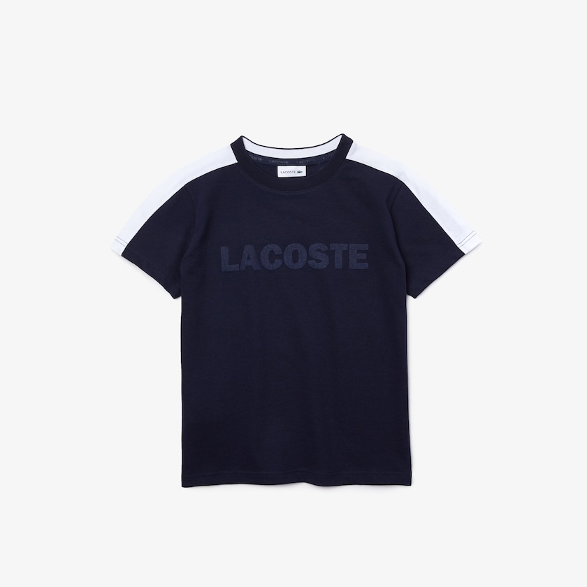 Kids' Lacoste Navy Blue / White T Shirts SPORT Two-Tone YX0-94499W0