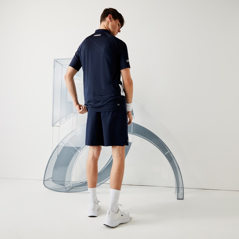 Men's Lacoste Navy Blue / White Shirts SPORT x Novak Djokovic Breathable Jersey Polo JB4-94619Q8