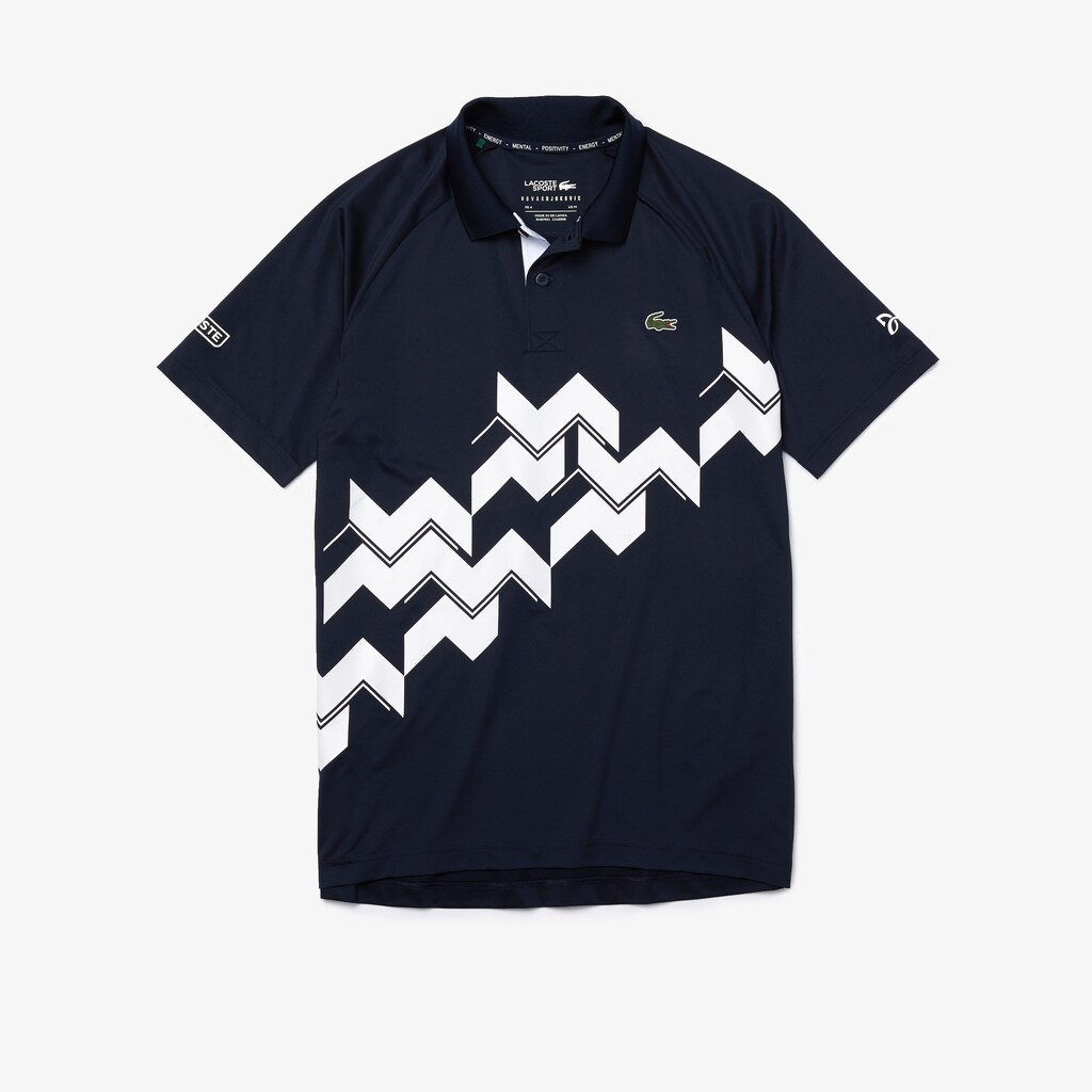Men's Lacoste Navy Blue / White Polo Shirts SPORT x Novak Djokovic Breathable Jersey RT5-81088C4
