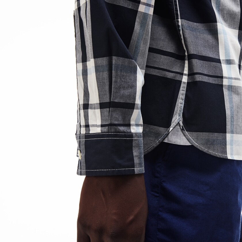 Men's Lacoste Navy Blue / White Shirts Slim Fit Cotton Poplin DE8-27252W6