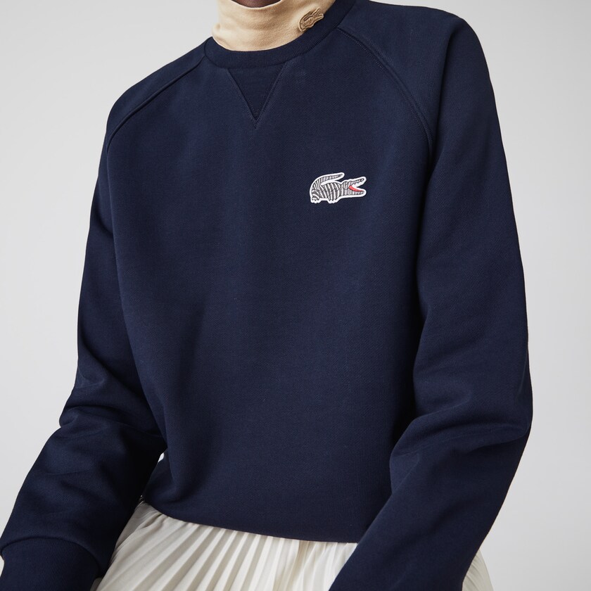 Women's Lacoste Navy Blue / White Sweatshirts x National Geographic Cotton Fleece FE2-54155Y4