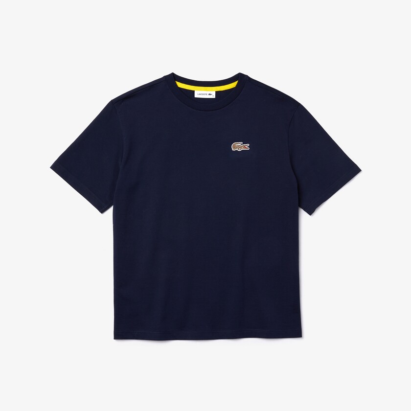 Women's Lacoste Navy Blue / White T Shirts x National Geographic Cotton OS8-71937H1