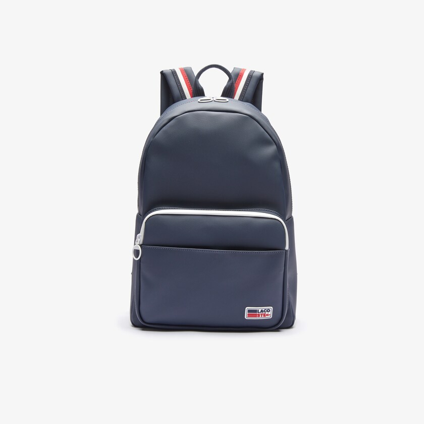 Men's Lacoste Navy Blue / White Red Backpacks Classic Tricolour Straps ZP8-33603P3