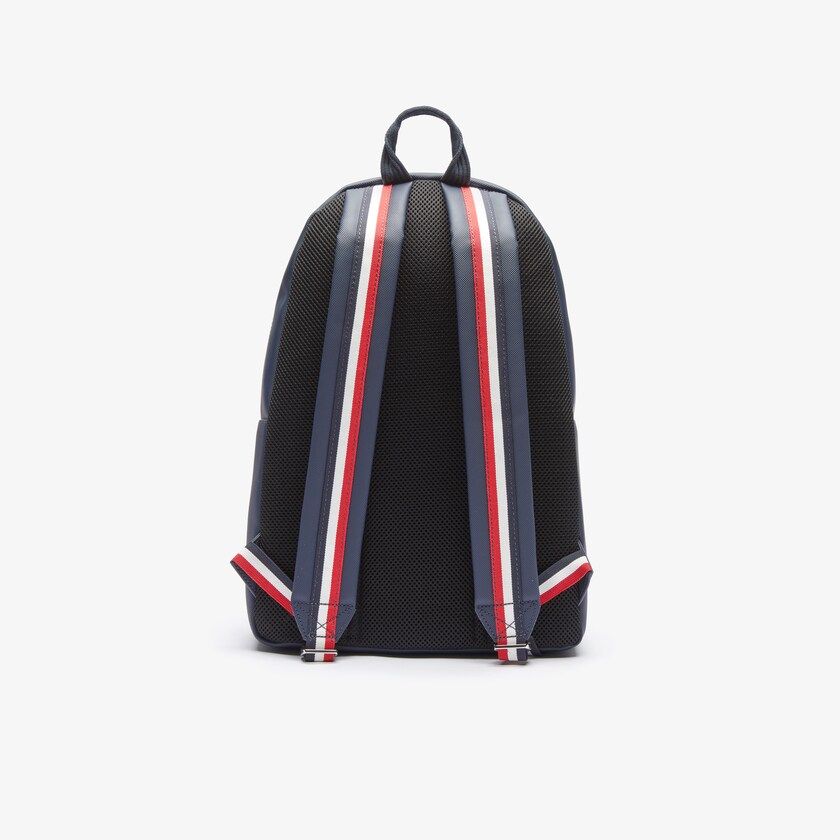 Men's Lacoste Navy Blue / White Red Backpacks Classic Tricolour Straps ZP8-33603P3
