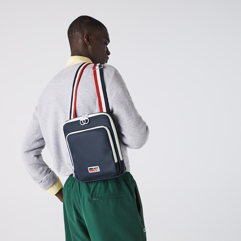 Men's Lacoste Navy Blue / White Red Bags Classic Tricolour Shoulder Strap And Badge Crossbody Bag YW7-93459Y3