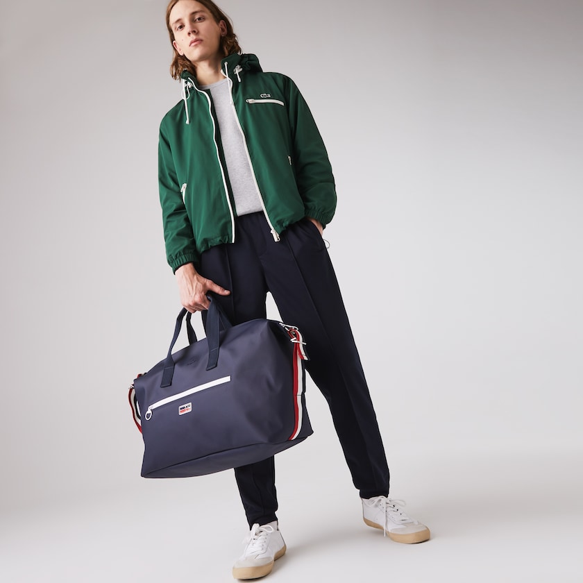 Men's Lacoste Navy Blue / White Red Bags Classic Tricolour Accents Weekender Bag FO8-11241O8