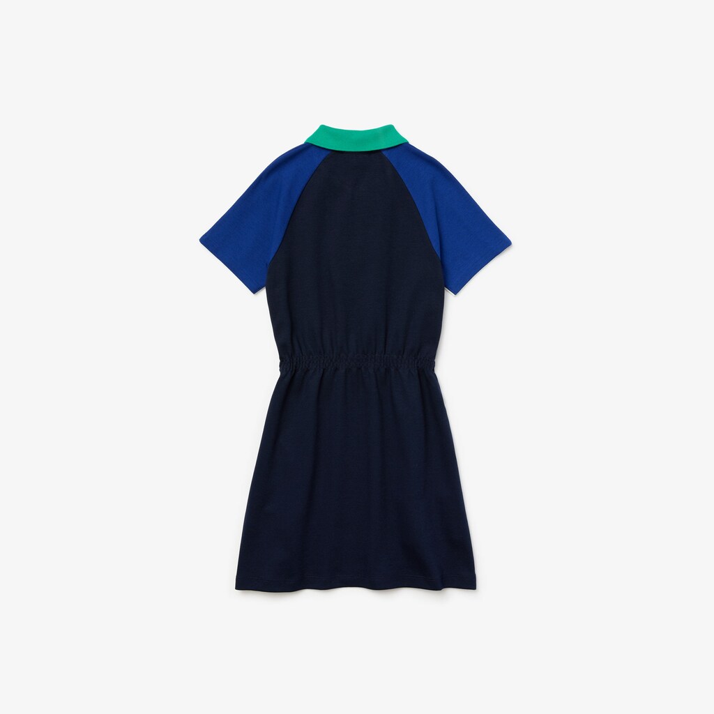 Kids' Lacoste Navy Blue / White / Blue / Green Polo Dress Zippered Colorblock Cotton IZ1-87538A2