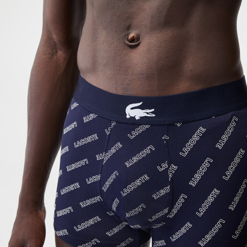 Men's Lacoste Navy Blue / White / Grey / Navy Blue Shorts Stretch Cotton Trunk 3-Pack UJ4-08660A5