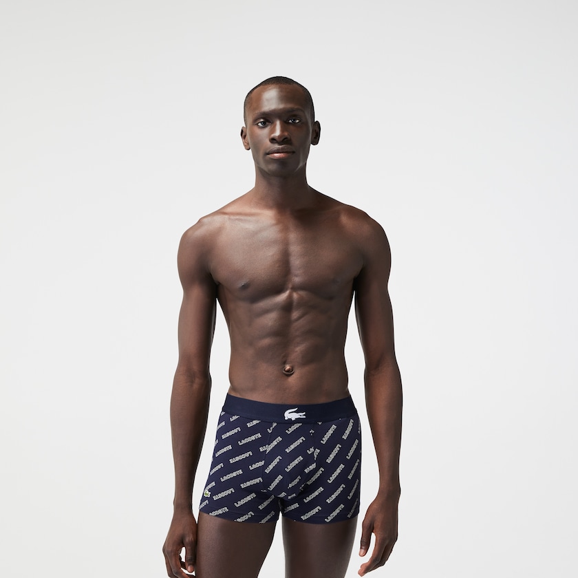 Men's Lacoste Navy Blue / White / Grey / Navy Blue Shorts Stretch Cotton Trunk 3-Pack UJ4-08660A5