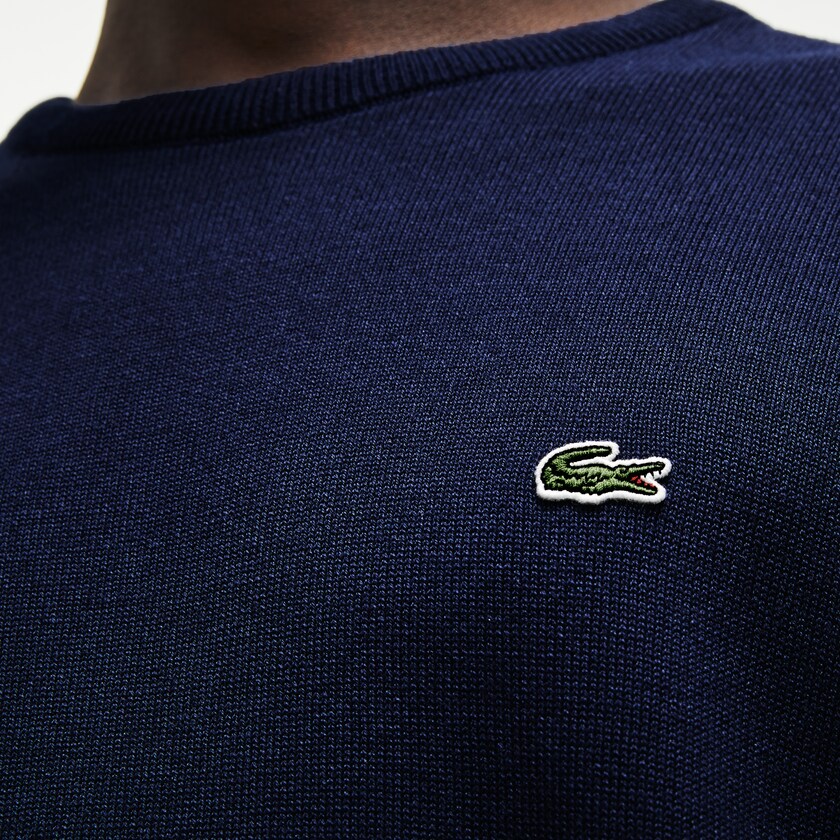 Men's Lacoste Navy Blue / White / Navy Blue Sweaters Caviar Piqué Accent JZ8-68696Z5