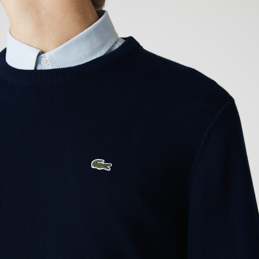 Men's Lacoste Navy Blue / White / Navy Blue Sweaters Caviar Piqué Accent JZ8-68696Z5