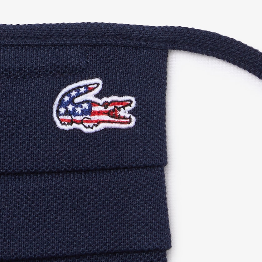 Women's Lacoste Navy Blue / White / Red Masks L.12.12 3 Pack of Face in Cotton Piqué with American Croc BA1-50775C0