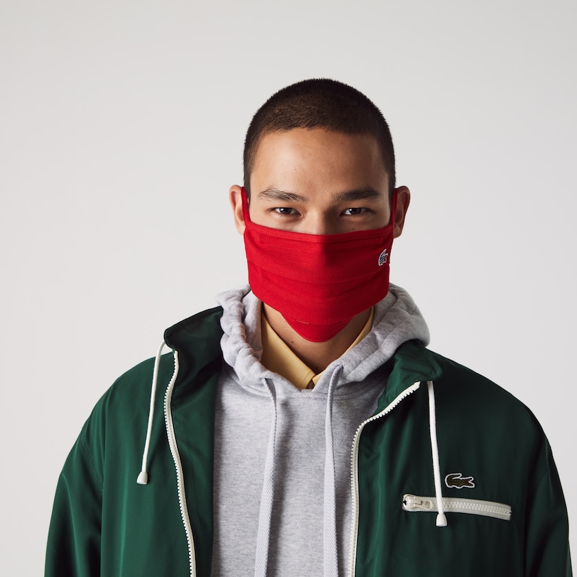 Women's Lacoste Navy Blue / White / Red Masks L.12.12 3 Pack of Face in Cotton Piqué with American Croc BA1-50775C0