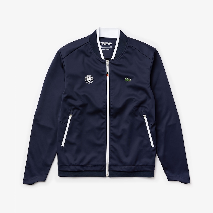 Men's Lacoste Navy Blue / White / Red Jackets SPORT Roland Garros Piqué Zip-Up TO0-42154Z7