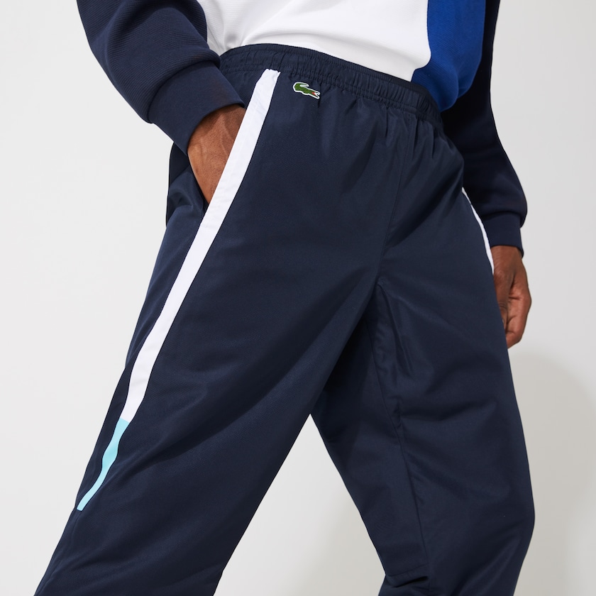 Men's Lacoste Navy Blue / White / Turquoise / Navy Blue Pants SPORT Lightweight Color-Block Track KK6-54415M4