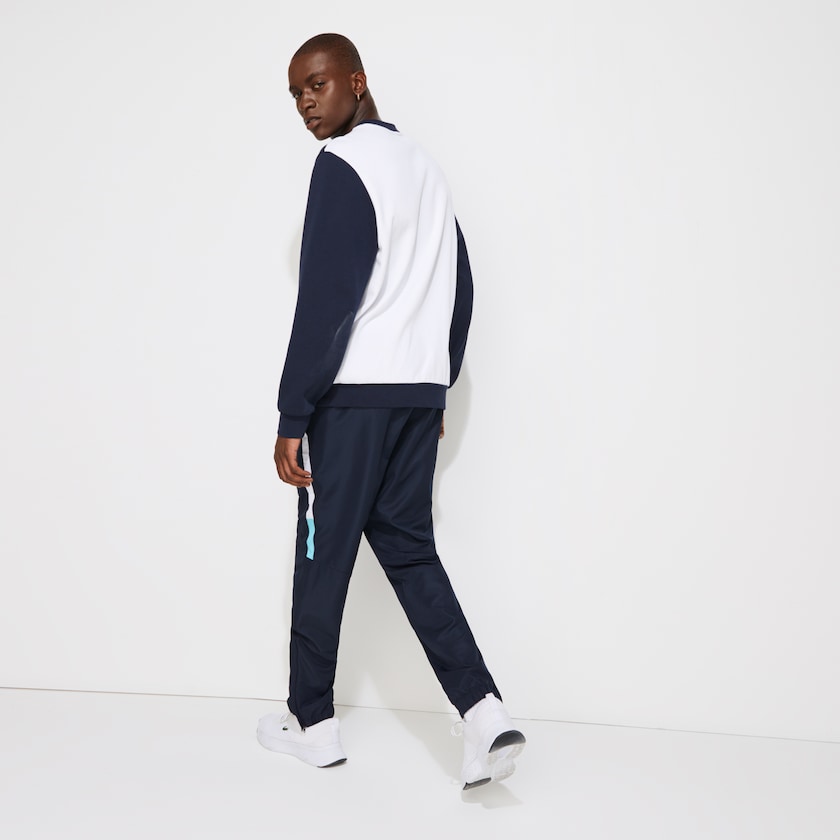 Men's Lacoste Navy Blue / White / Turquoise / Navy Blue Pants SPORT Lightweight Color-Block Track KK6-54415M4