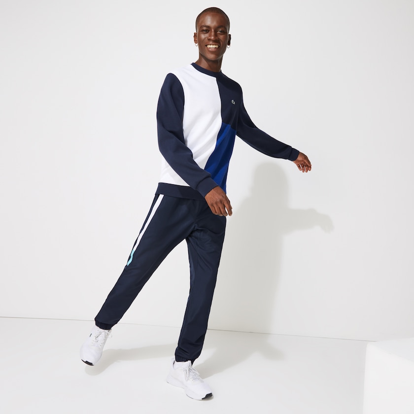 Men's Lacoste Navy Blue / White / Turquoise / Navy Blue Pants SPORT Lightweight Color-Block Track KK6-54415M4
