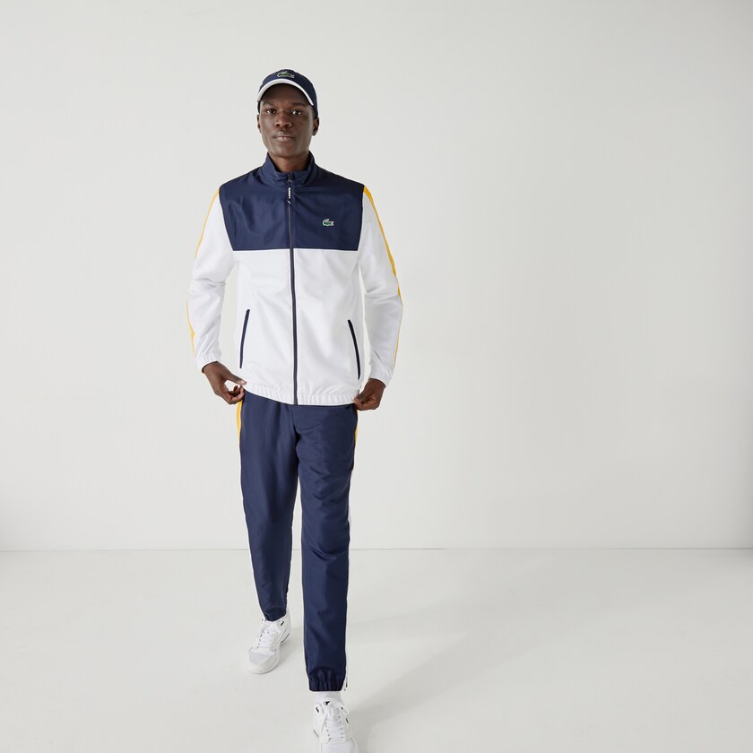 Men's Lacoste Navy Blue / White / Yellow Tracksuits SPORT Lightweight Colorblock JA4-68566E1