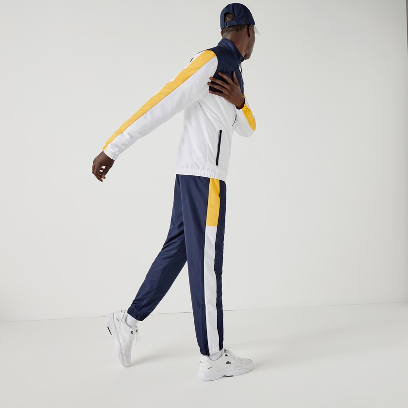 Men's Lacoste Navy Blue / White / Yellow Tracksuits SPORT Lightweight Colorblock JA4-68566E1
