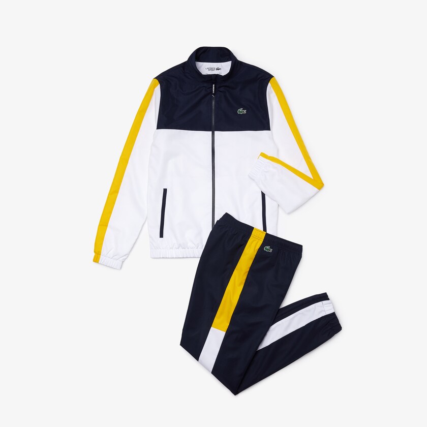 Men's Lacoste Navy Blue / White / Yellow Tracksuits SPORT Lightweight Colorblock JA4-68566E1