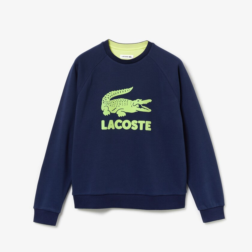Women's Lacoste Navy Blue / Yellow Sweatshirts Printed Fleece DH4-11841K4