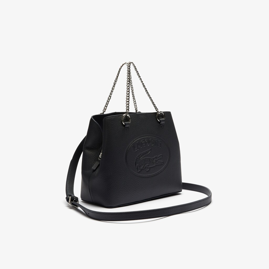 Women's Lacoste Navy Tote Bags Croco Crew Embossed Logo Small Leather ZR8-35903L2