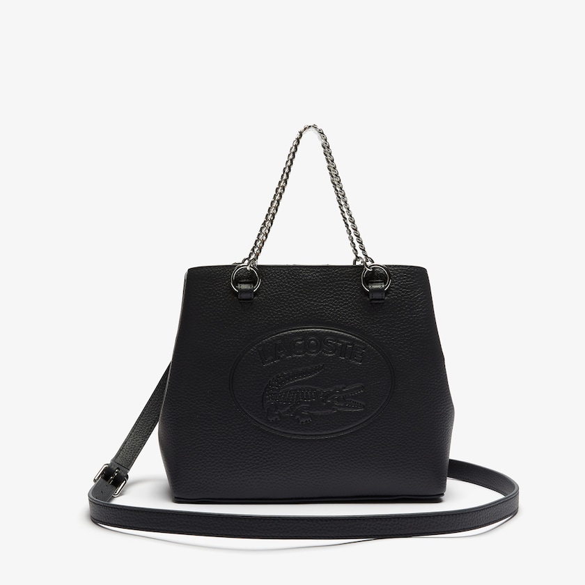 Women's Lacoste Navy Tote Bags Croco Crew Embossed Logo Small Leather ZR8-35903L2