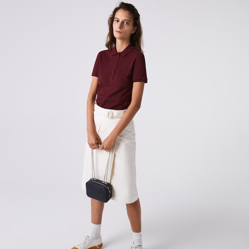 Women's Lacoste Navy Shoulder Bag Croco Crew Grained Leather Zip BE7-03400Y9