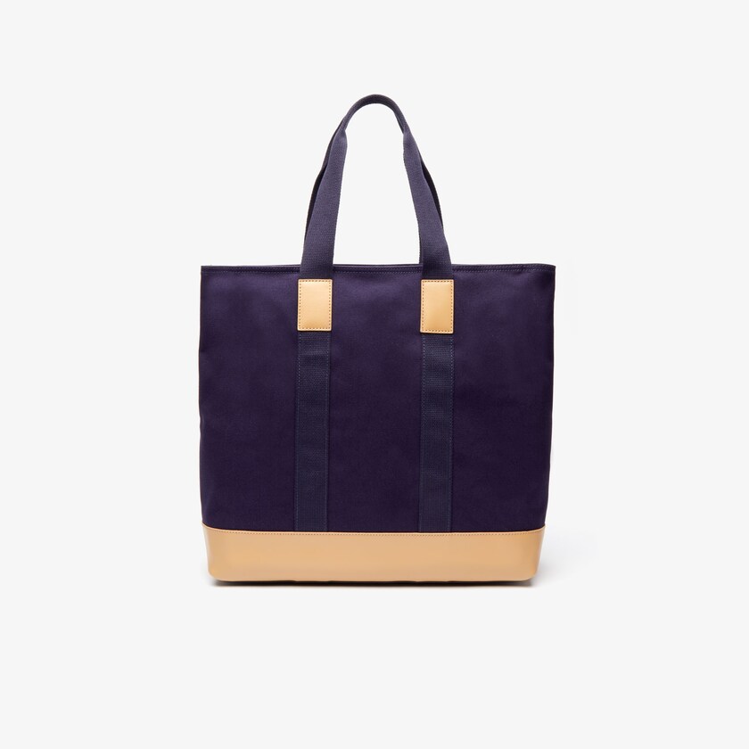 Men's Lacoste Navy / Brown Tote Bags Classic Leather and Canvas SS0-44354W0