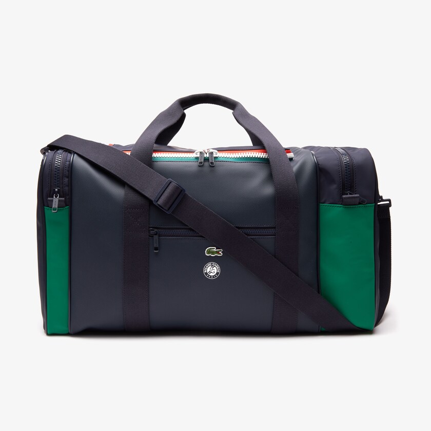 Men's Lacoste Navy / Green Bags Roland Garros Two-Tone Nylon Zippered Sports Bag HV4-12131L5