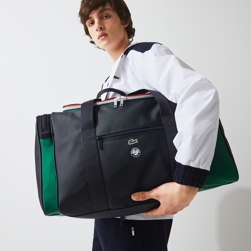 Men's Lacoste Navy / Green Bags Roland Garros Two-Tone Nylon Zippered Sports Bag HV4-12131L5