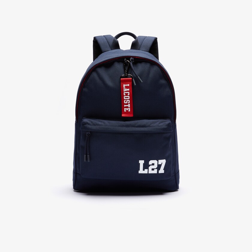 Men's Lacoste Navy / Red Backpacks Neocroc L27 Lettered Canvas YI4-20512J4