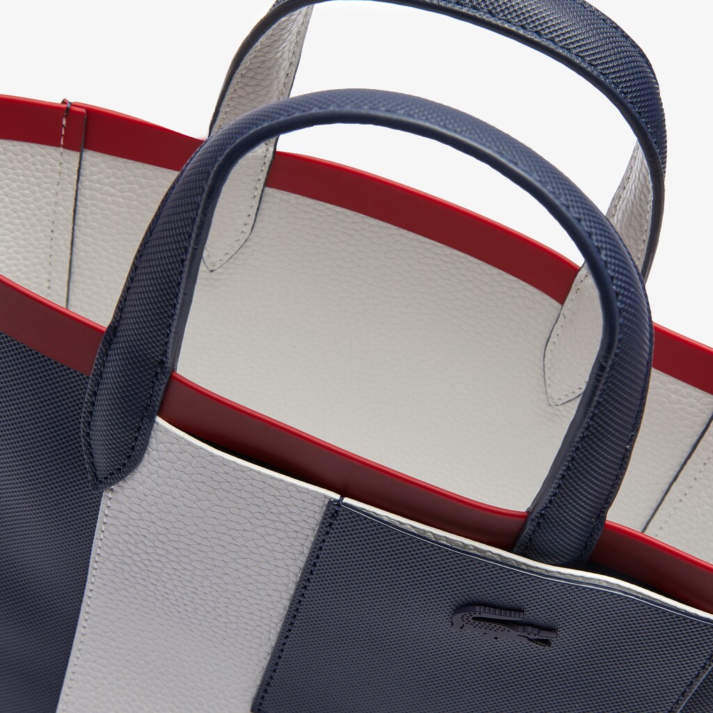 Women's Lacoste Navy / White / Red Tote Bags Anna Contrast L Coated Canvas LW0-19861G6