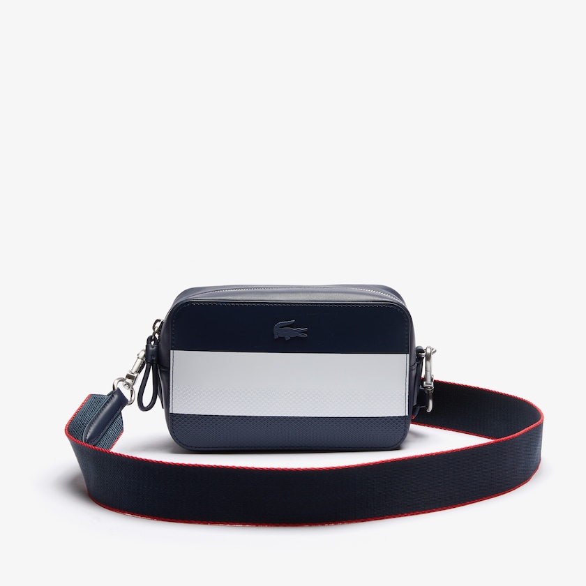 Women's Lacoste Navy / White / Red Shoulder Bag Chantaco Colorblock Piqué Leather NA2-18361V7
