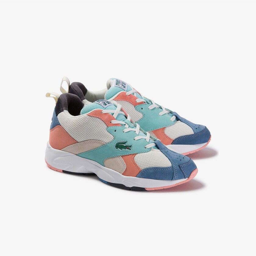 Men's Lacoste Off White / Blue Sneakers Storm 96 Mesh and Suede YO0-56045V4