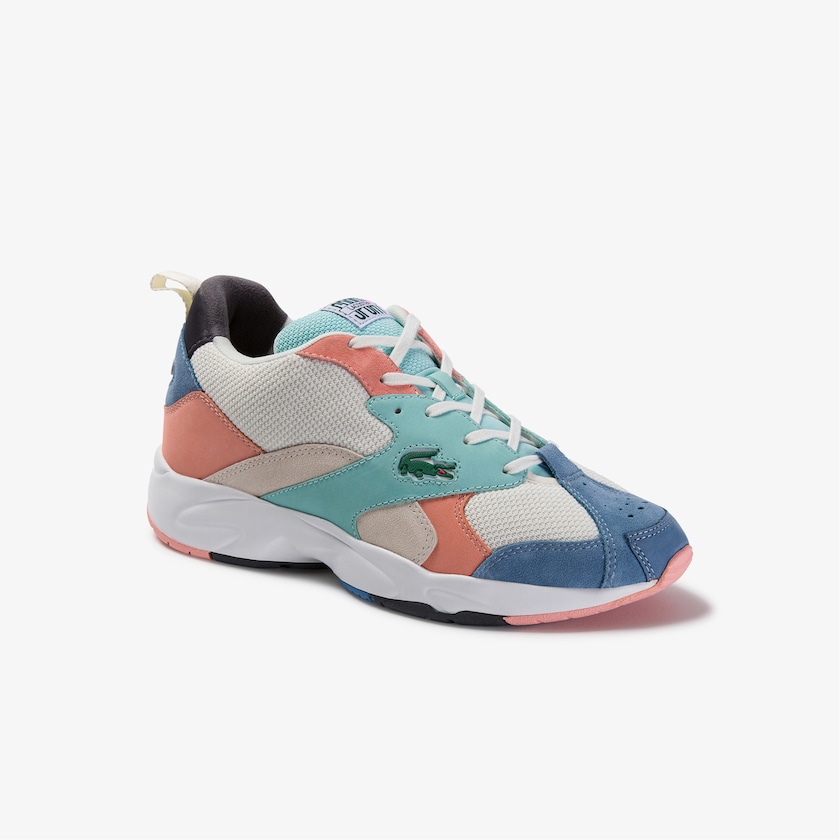 Men's Lacoste Off White / Blue Sneakers Storm 96 Mesh and Suede YO0-56045V4