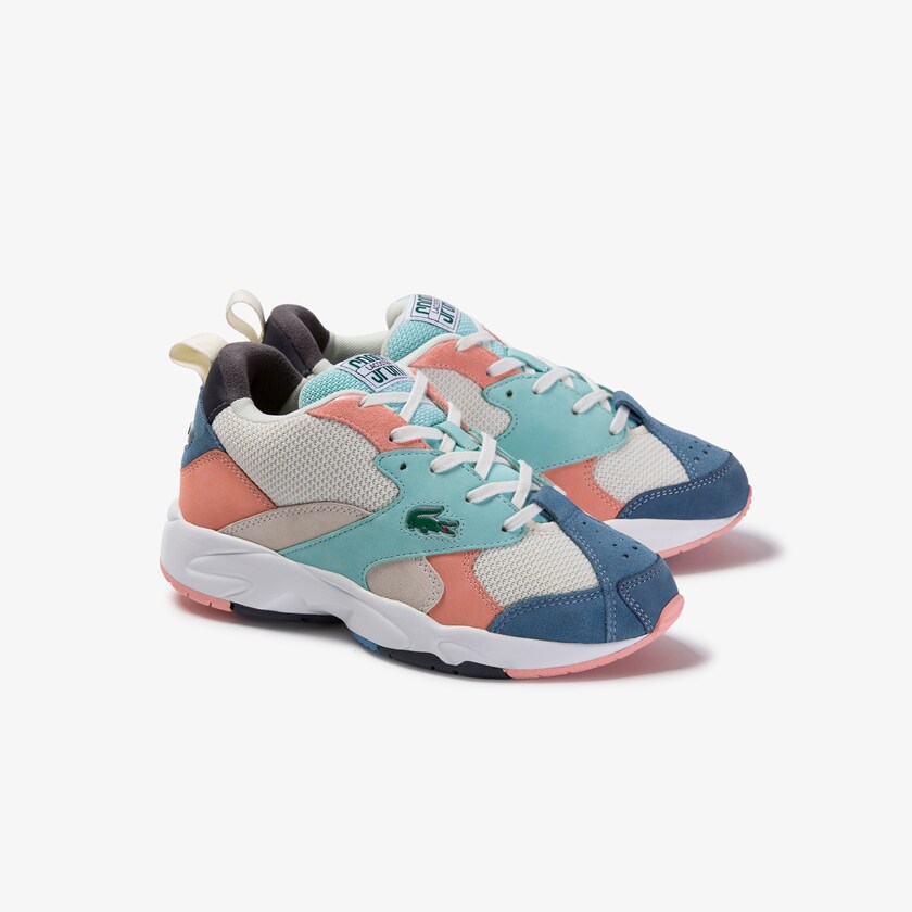 Women's Lacoste Off White / Blue Sneakers Storm 96 Textile and Suede KM4-30723K4