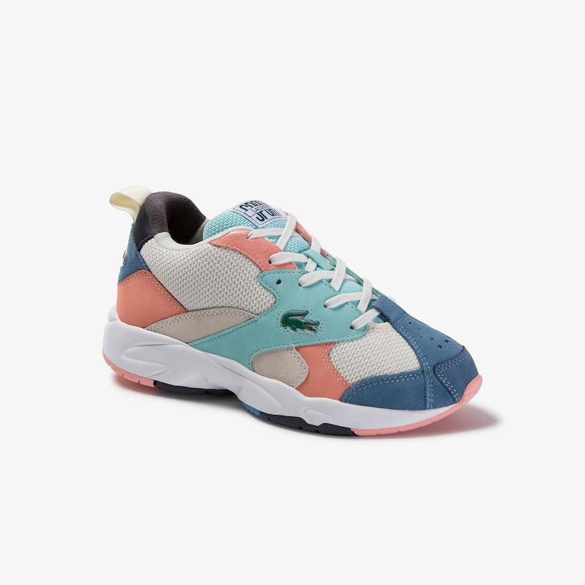 Women's Lacoste Off White / Blue Sneakers Storm 96 Textile and Suede KM4-30723K4