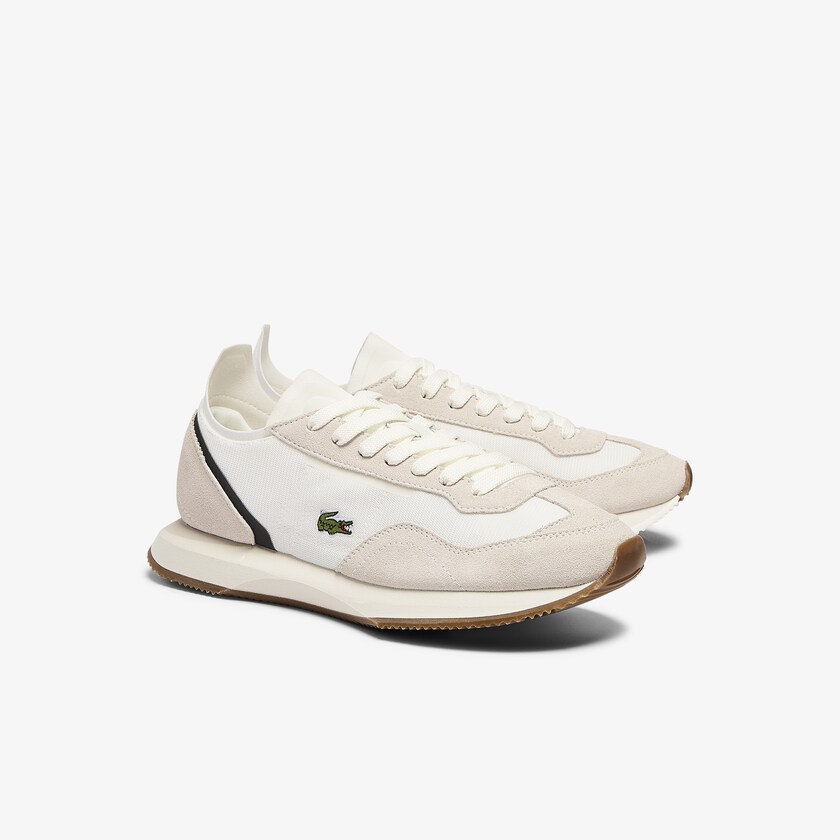 Women's Lacoste Off White / Dark Green Sneakers Match Break Textile and Suede AN7-45234Z6