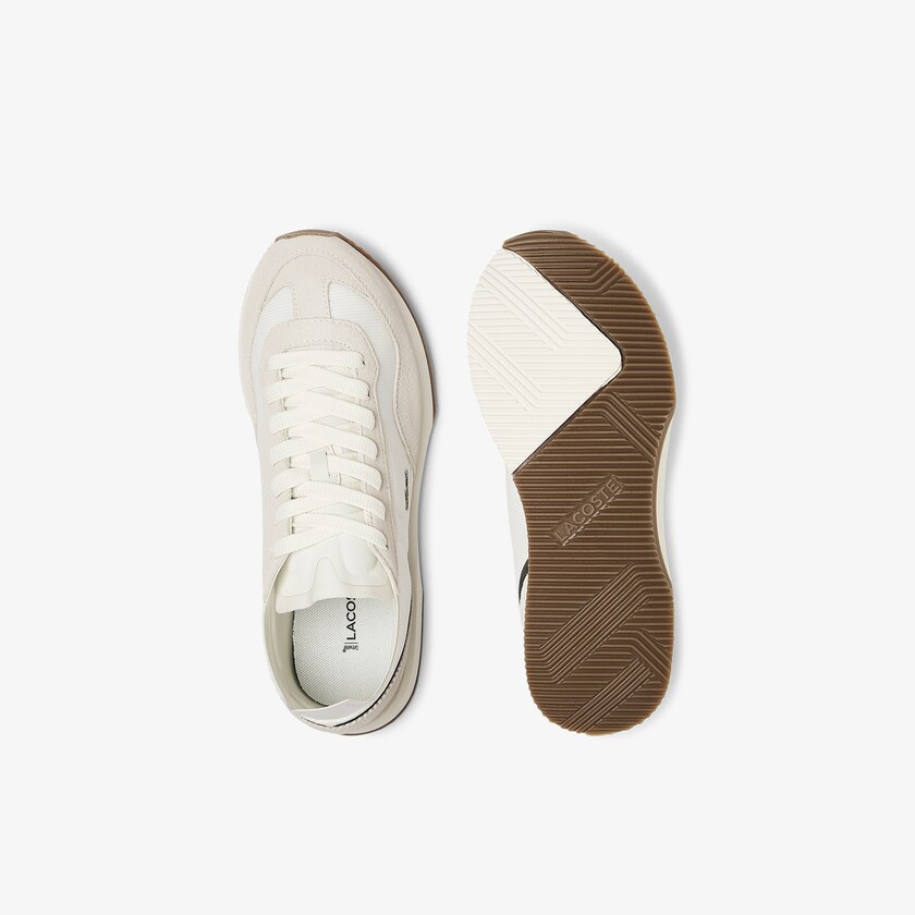 Women's Lacoste Off White / Dark Green Sneakers Match Break Textile and Suede AN7-45234Z6