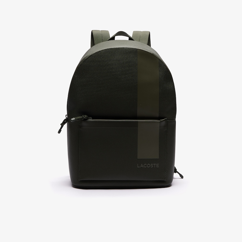 Men's Lacoste Olive Backpacks Chantaco Graphic Piqué Leather AO3-11351P8