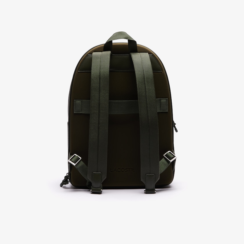Men's Lacoste Olive Backpacks Chantaco Graphic Piqué Leather AO3-11351P8