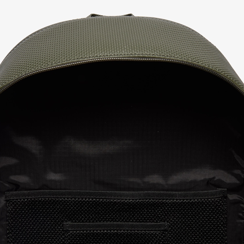 Men's Lacoste Olive Backpacks Chantaco Graphic Piqué Leather AO3-11351P8