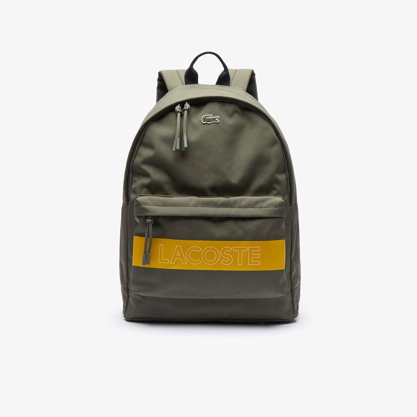 Men's Lacoste Olive / Yellow Backpacks Colorblock Canvas JA4-43674D5