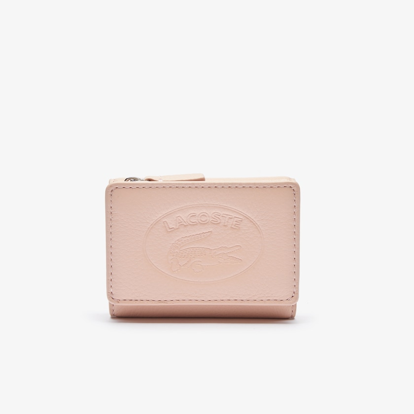 Women's Lacoste Pink Wallets Croco Crew Grained Leather Zip UG8-71997B7