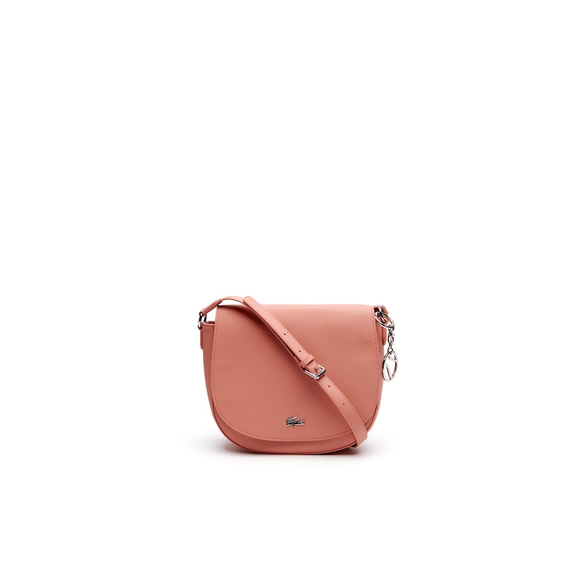 Women's Lacoste Pink Bags Daily Classic Coated Piqué Canvas Round Crossover Bag AF3-89608W0